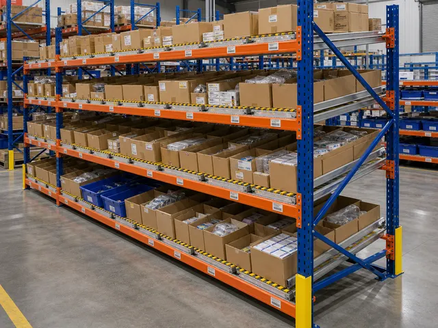 Carton Flow Rack System in use