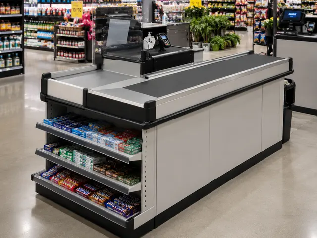 Checkout Counter and POS Shelving in use