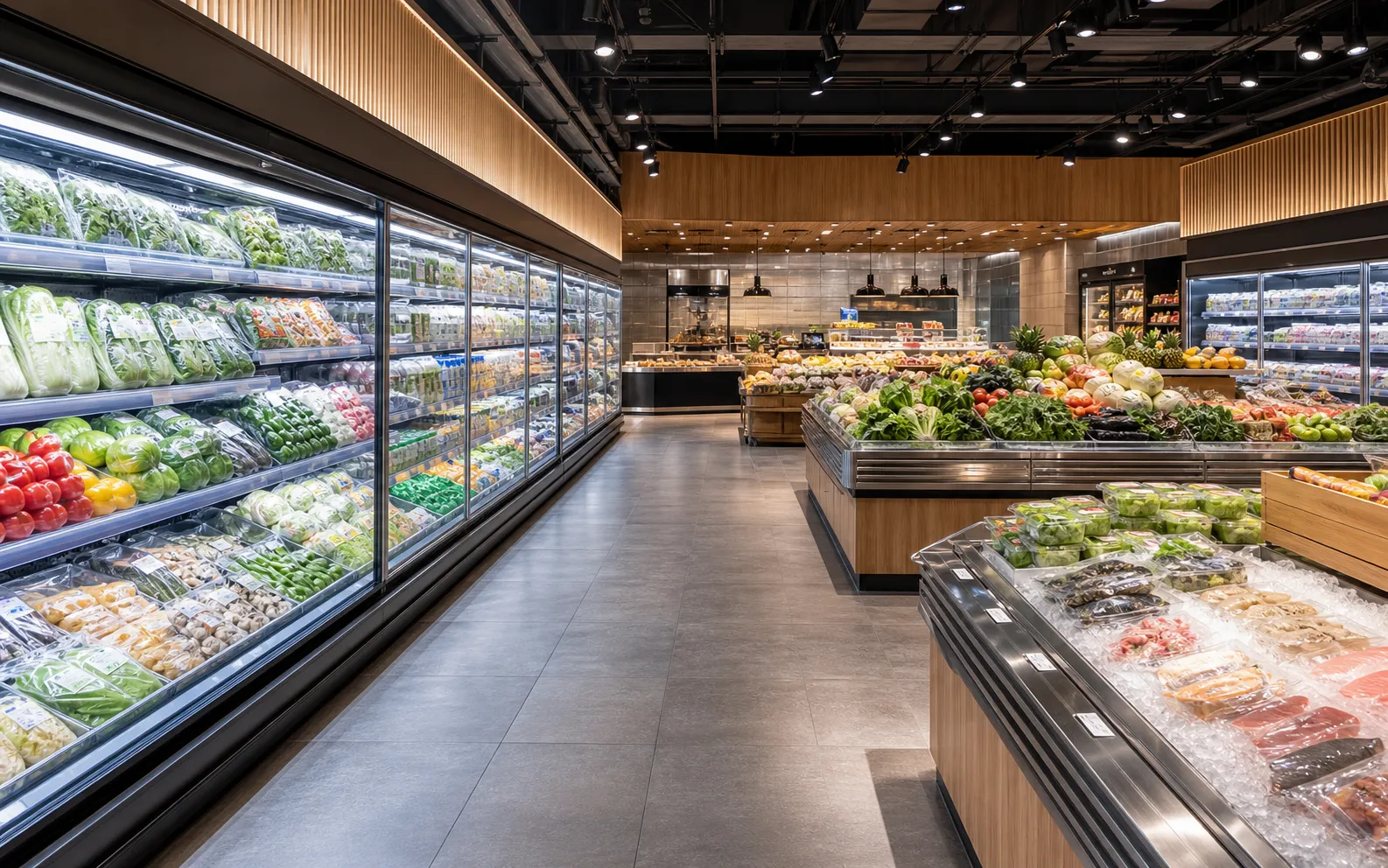 Système de Présentation Frais et Froid à Canton pour Lingnan Fresh Market