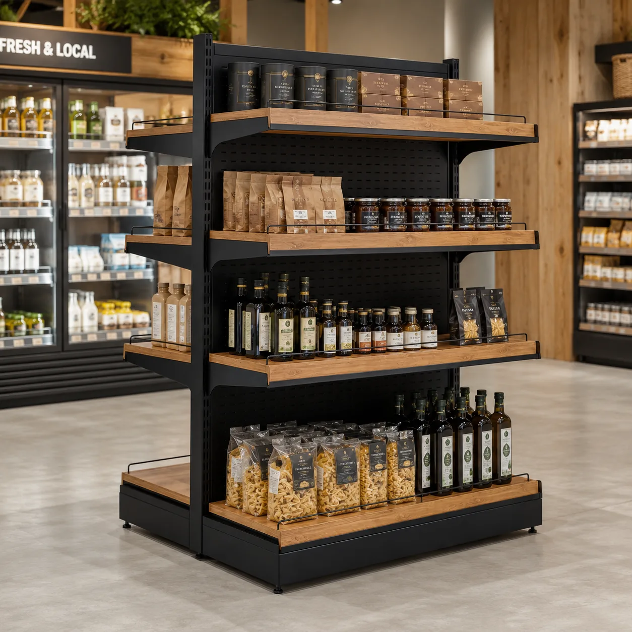 Commercial Steel and Wood Shelving application