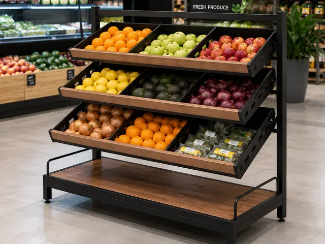 Fresh Produce Display Rack in use