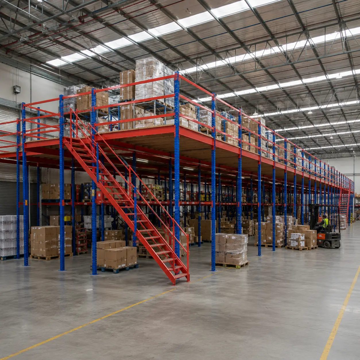 Plataforma mezzanine de almacén installed on site