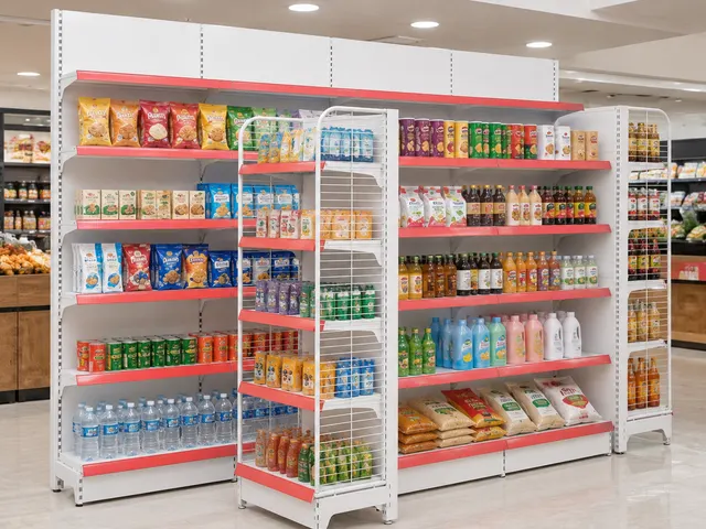 White Supermarket Shelving in use